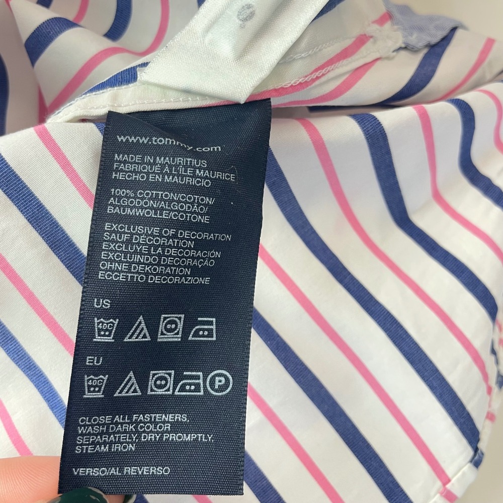 Tommy‎ Hilfiger Mens XXL Custom Fit Striped Button Down Shirt Pink Blue White - Picture 10 of 11